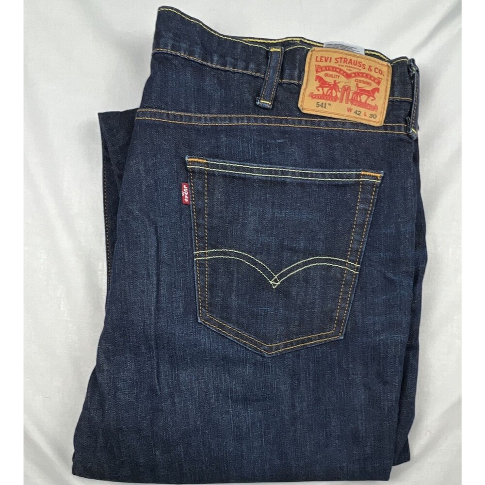 Levi's 541 Dark Wash Blue Denim Jeans Men’s Athletic Fit Tapered 42x30